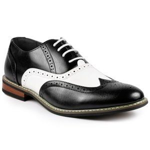 Black White spectator 1920's Men's Lace Up Oxford Shoe